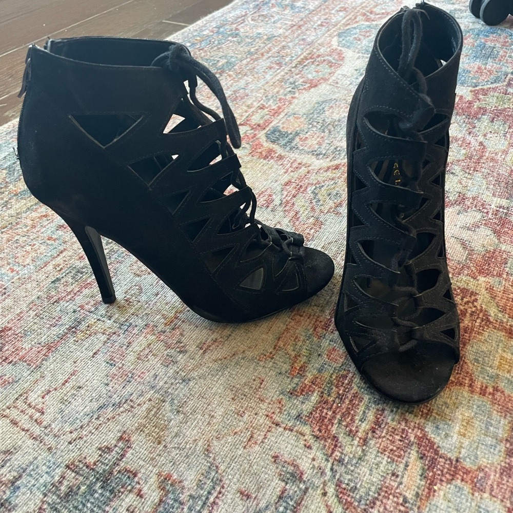 Black Lace-Up Stiletto Heels